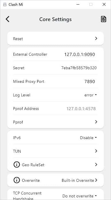 Clash Mi Core Settings